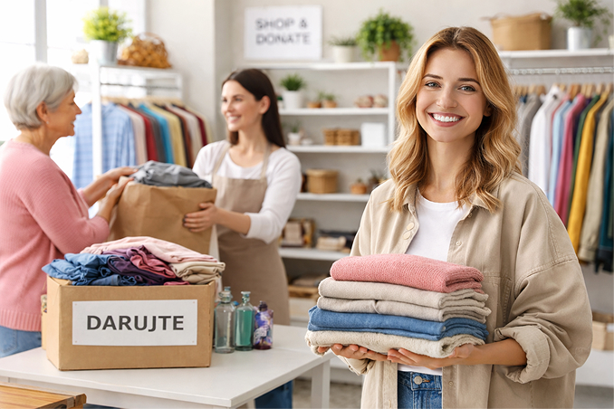 Darovanie oblečenia v second-hand predajni
